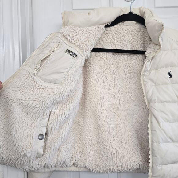 Polo Ralph Lauren Girls Puffer Quilted Reversible Jacket Sherpa White M 8/10 - Picture 5 of 10